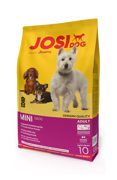 Корм ЙозиДог Мини (JosiDog Mini) полнорационный для взрослых собак мелких пород (Adult Mini 26/11), 10 кг.
