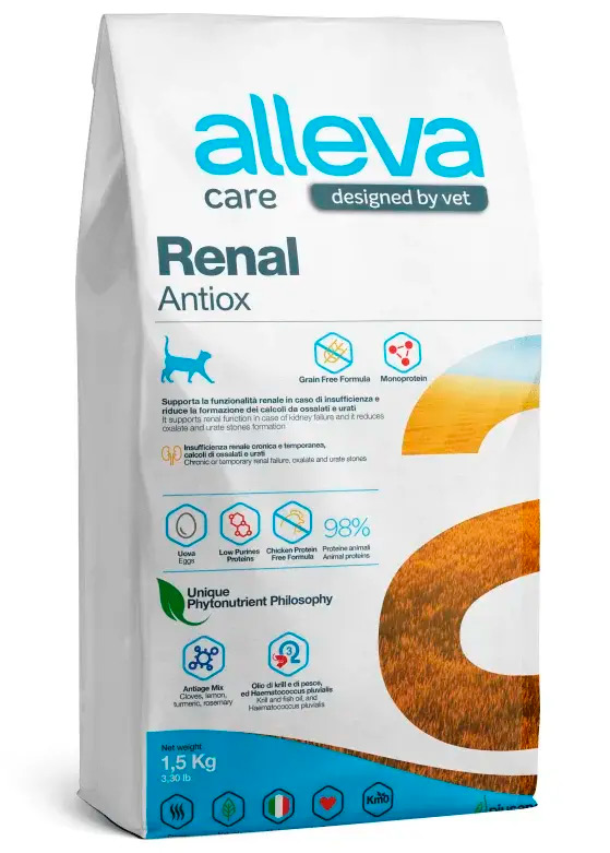 Сухой диетический корм Alleva Care Cat Renal Antiox  для взрослых кошек с почечной недостаточностью