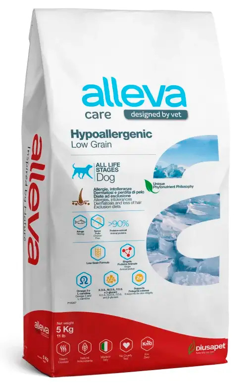 Сухой диетический низкозерновой корм Alleva Care Dog Adult Hypoallergenic Low Grain  для собак с пищевой непереносимостью (Океаническая рыба)