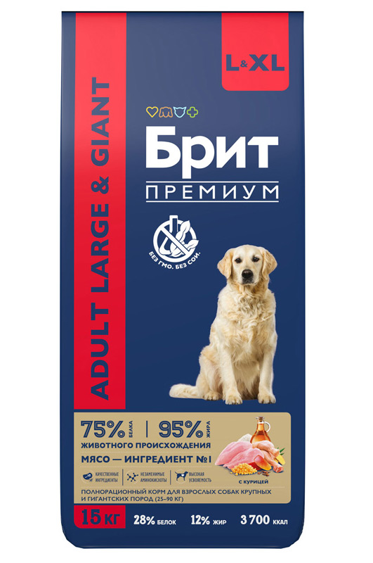 Сухой корм Брит Премиум Adult Dog Large and Giant для взрослых собак крупных и гигантских пород (Курица)