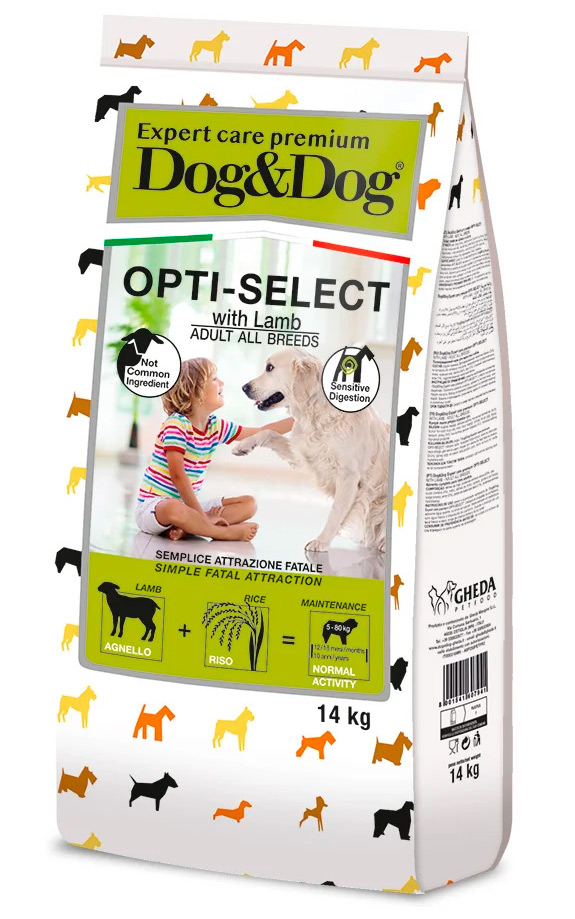 Сухой корм Dog&Dog Expert Care Premium Opti-Select для взрослых собак всех пород (Ягненок)