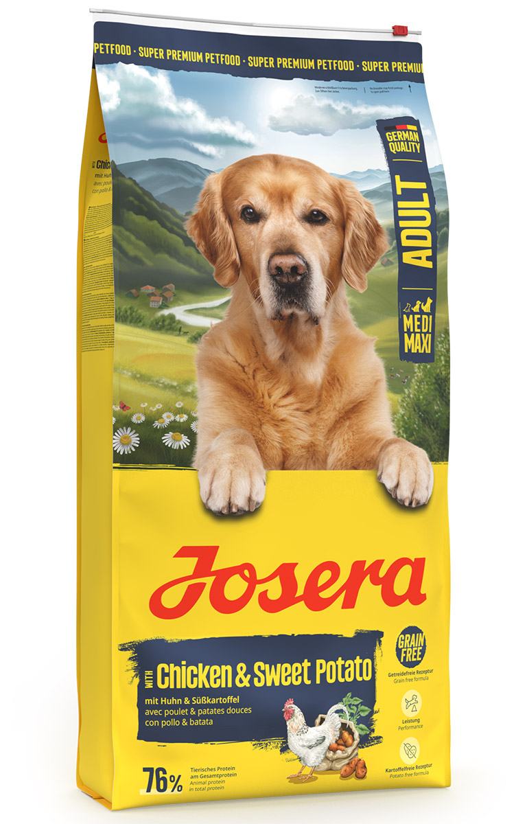 Корм Йозера Chicken & Sweet Potato (Adult Medium/Maxi 25/17 бывший Nature Energetic) беззерновой корм для взрослых собак всех пород с пищевой аллергией на злаки (Курица и батат)