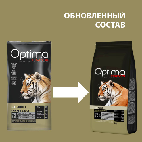 Сухой корм Оптиманова Эдалт для взрослых кошек Optimanova Cat Adult Chichen & Rice (курица и рис)