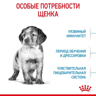 Корм для щенков Royal Canin Medium Puppy (Медиум Юниор для щенков средних пород от 2 до 12 месяцев)