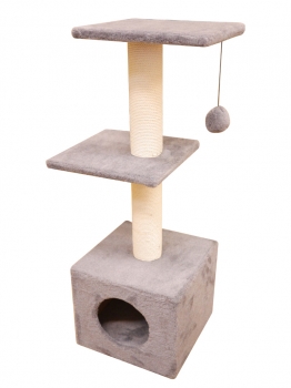 Домик Cat House с двумя полками с шариком на резинке (мех, хлопок), 100 см
