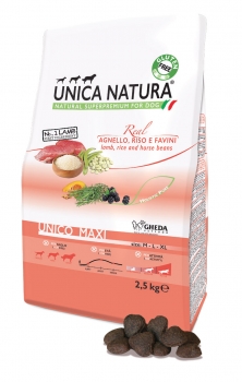 Сухой корм Unica Natura Unico Maxi для собак средних и крупных пород (ягненок, рис, конские бобы)