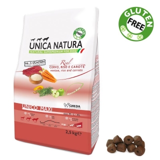 Сухой корм Unica Natura Unico Maxi для собак средних и крупных пород (Оленина, рис и морковь)