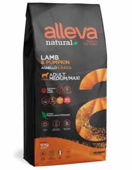 Сухой корм Alleva Natural Adult Medium/Maxi для собак средних и крупных пород (Ягненок и тыква)
