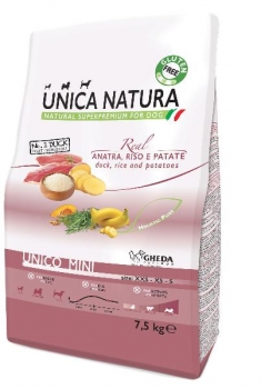 Сухой корм Unica Natura Mini для собак мелких пород (Утка, рис, картофель)