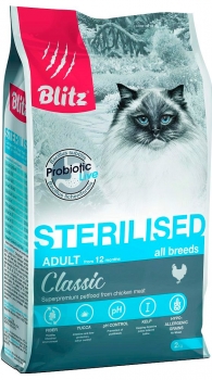 Сухой корм BLITZ Classic Sterilised Adult Cat Chicken для взрослых стерилизованных кошек (Курица)
