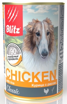 Консервы Блиц для собак всех пород и возрастов BLITZ Classic Dog (Курица, рис)