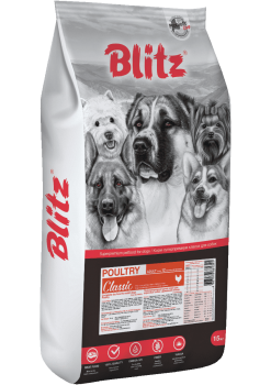 Корм Блиц Классик для взрослых собак всех пород с курицей и индейкой (BLITZ Adult Dog Poultry)