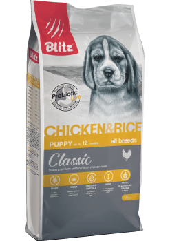 Корм Блиц Классик для щенков всех пород курица рис (BLITZ Puppy Chicken&Rice)
