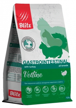 Корм диетический BLITZ Cat Vetline Gastrointestinal (Гастроинтестинал) для для кошек при заболеваниях ЖКТ (Индейка)
