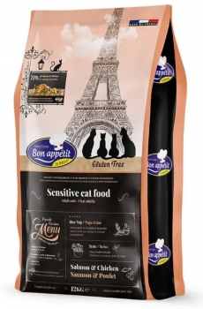 Корм Bon Appetit Sensitive для взрослых кошек с чувствительным пищеварением с лососем и курицей