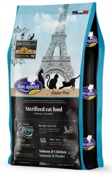 Корм Bon Appetit Sterilized для взрослых стерилизованных кошек с курицей и лососем