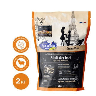 Корм Bon Appetit Adult lamb & salmon & rice для взрослых собак всех пород с чувствительным пищеварением с ягненком, лососем и рисом
