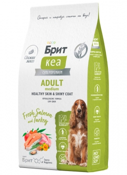 Сухой корм Брит Кеа Dog Adult Medium Healthy Skin & Shiny Coat для здоровой кожи и шерсти взрослых собак средних пород (Лосось, индейка)