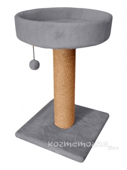 Когтеточка лежанка круглая Cat House (мех, джут), 55 см