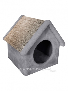 Домик Будка Cat House (мех, ковролин), 38 см