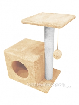 Домик Cat House с боковой полкой с шариком на резинке (мех, хлопок), 58 см