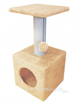 Домик Cat House с полкой с шариком на резинке (мех, хлопок), 65 см