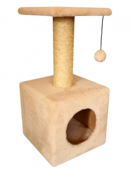 Домик Cat House с полкой с шариком на резинке (мех, сизаль), 65 см