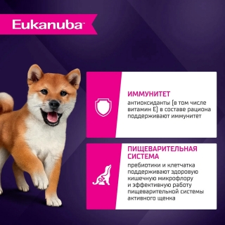Сухой корм Eukanuba Puppy Small & Medium Breed  Lamb для щенков мелких и средних пород до 12 месяцев (Ягненок)
