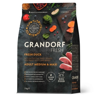 Беззерновой гипоаллергенный корм GRANDORF DOG Fresh Duck & Sweet Potato Adult MEDIUM & MAXI BREEDS для собак средних и крупных пород (утка и батат)