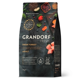 Беззерновой гипоаллергенный корм GRANDORF CAT Fresh Turkey & Sweet Potato ADULT для взрослых кошек (индейка и батат)