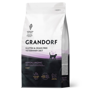 Полнорационный диетический корм GRANDORF VET Cat HYPOALLERGENIC (Грандорф Вет Кэт Гипоаллердженик) для кошек при пищевой аллергии (Кролик)