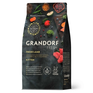 Беззерновой гипоаллергенный корм GRANDORF CAT Fresh Lamb & Sweet Potato KITTEN для котят от 3 недель, беременных и кормящих кошек (ягненок и батат)