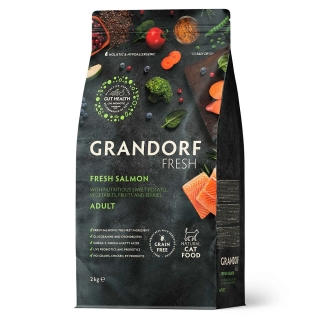Беззерновой гипоаллергенный корм GRANDORF CAT Fresh Salmon & Sweet Potato ADULT для взрослых кошек (лосось и батат)
