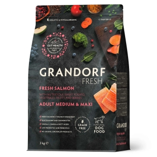 Беззерновой гипоаллергенный корм GRANDORF DOG Fresh Salmon & Sweet Potato Adult MEDIUM & MAXI BREEDS для собак средних и крупных пород (лосось и батат)