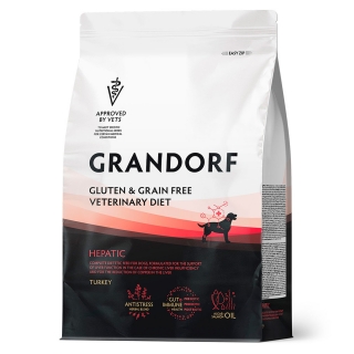 Полнорационный диетический корм GRANDORF VET Dog HEPATIC (Грандорф Вет Дог Гепатик) для собак для поддержания функции печени при хронической почечной недостаточности (Индейка)