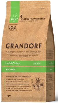Гипоаллергенный корм GRANDORF DOG Adult Mini для собак мелких пород (Ягненок, индейка)
