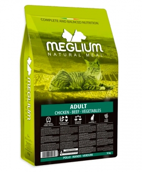 Корм Меглиум для взрослых кошек с говядиной, курицей и овощами (Meglium Cat Adult Beef and Vegetables)
