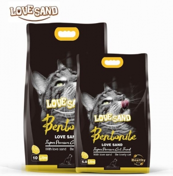 Бентонитовый комкующийся наполнитель Love Sand Lemon с ароматом лимона