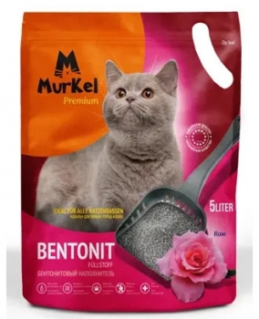 Бентонитовый комкующийся наполнитель Murkel Rose с ароматом розы