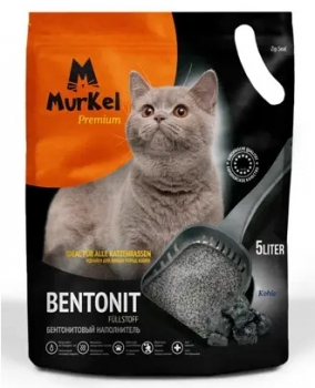 Бентонитовый комкующийся наполнитель Murkel Coal с углем