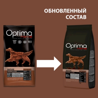 Сухой корм для взрослых собак любых пород с 7 лет Оптиманова Эдалт Матур Adult Mature Chicken & Rice (курица и рис)