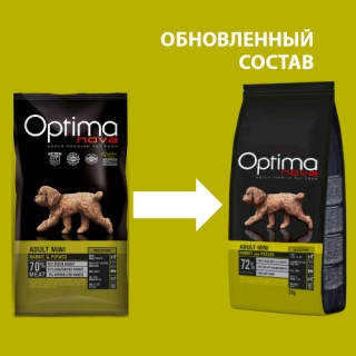 Сухой беззерновой корм для собак мелких пород с чувствительным пищеварением Оптиманова Эдалт Мини Adult Mini Rabbit (кролик, свинина, картофель)
