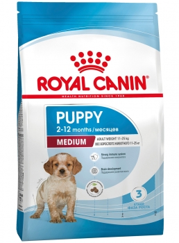 Корм для щенков Royal Canin Medium Puppy (Медиум Юниор для щенков средних пород от 2 до 12 месяцев)