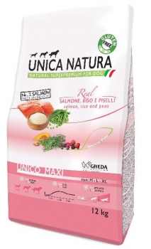 Сухой корм Unica Natura Unico Maxi для собак cредних и крупных пород (Лосось, рис и горох)