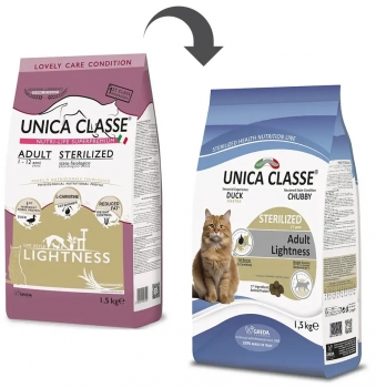 Сухой корм Unica Classe Adult Sterilized Lightness для стерилизованных кошек склонных к набору веса (Утка)