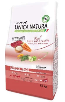 Сухой корм Unica Natura Unico Maxi для собак средних и крупных пород (Оленина, рис и морковь)