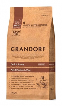 Беззерновой корм GRANDORF DOG Adult Medium & Maxi для собак средних и крупных пород (Утка, индейка)