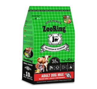 Корм ZooRing Adult Dog Max для взрослых собак крупных пород (Мясной Микс с рисом и пастернаком)