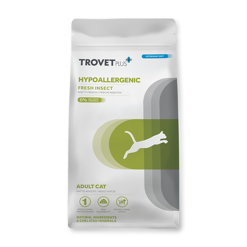 Гипоаллергенный корм Trovet Plus CAT Hypoallergenic Fresh Insect для взрослых кошек с пищевой гиперчувствительностью (свежий белок насекомого)
