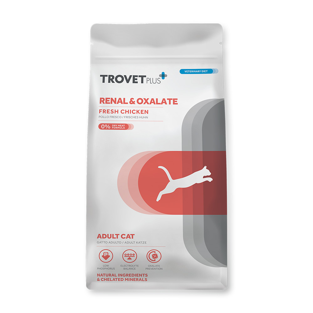 Диетический корм Trovet Plus Adult CAT Renal & Oxalate Fresh Chicken для кошек при хронической почечной недостаточности (свежая курица)